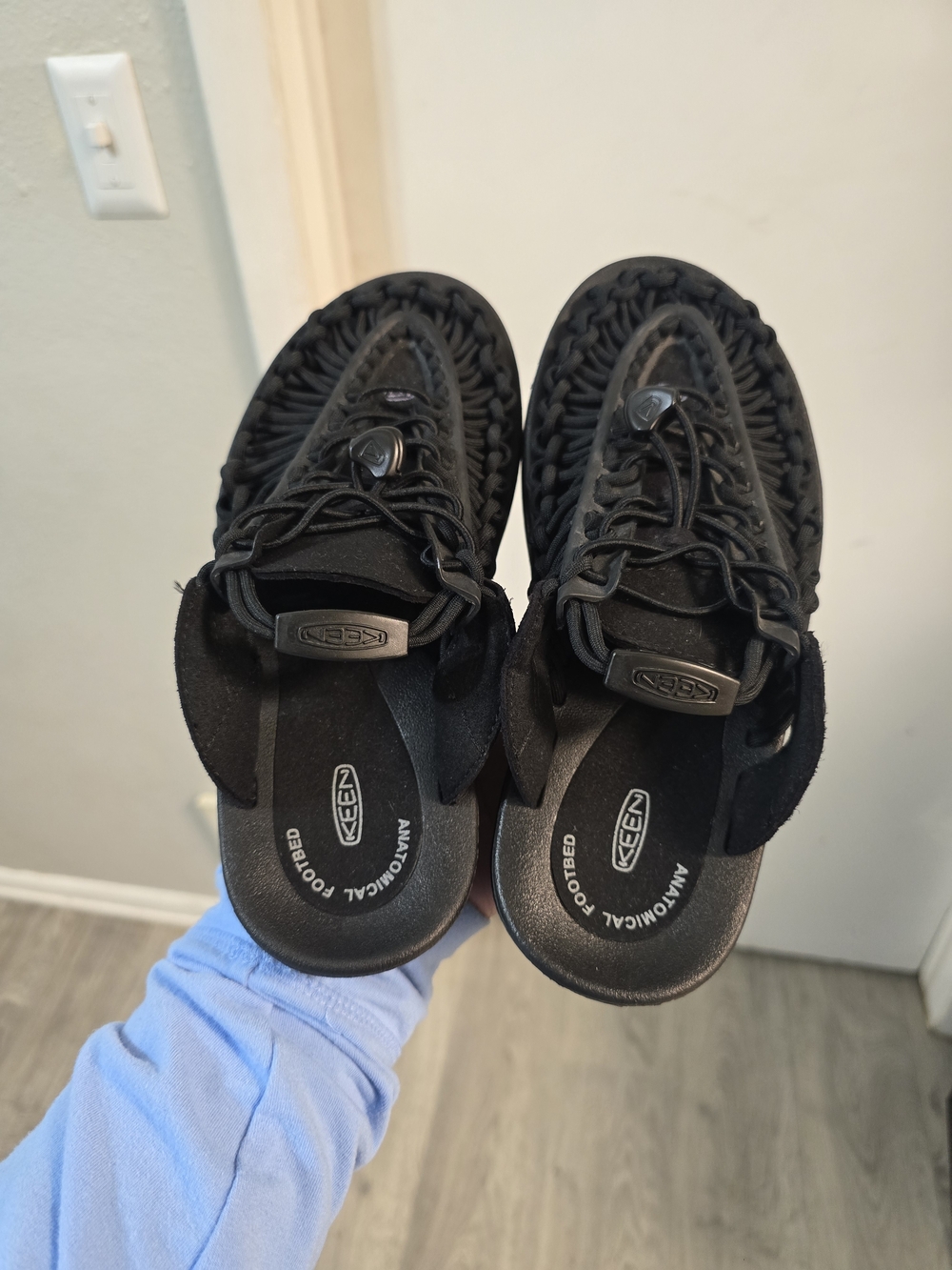 KEEN Black Woven Slip-On Sandals